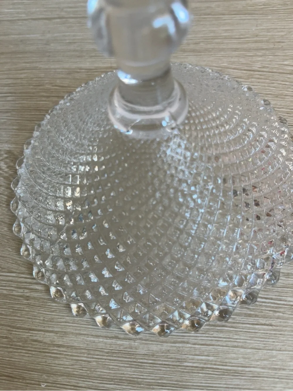 Clear Glass Diamond-Pattern Compote Pedestal Bowl